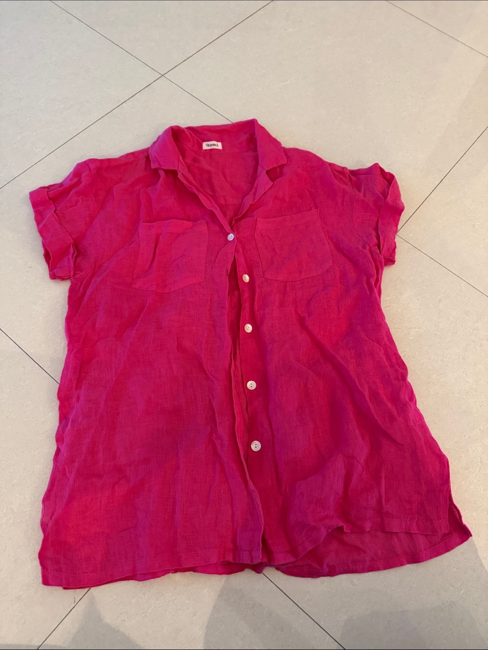 Vitamin A Playa Pocket Blouse Hot Pink - size M
